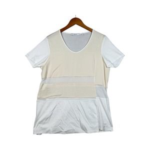 Carlisle Perse Per Se Top Women's Large White Ivory Pattern Designer Shirt 10